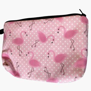 Pink Flamingo Cosmetic Bag Makeup Pouch Purse Small Tote Travel Tiki Coastal
